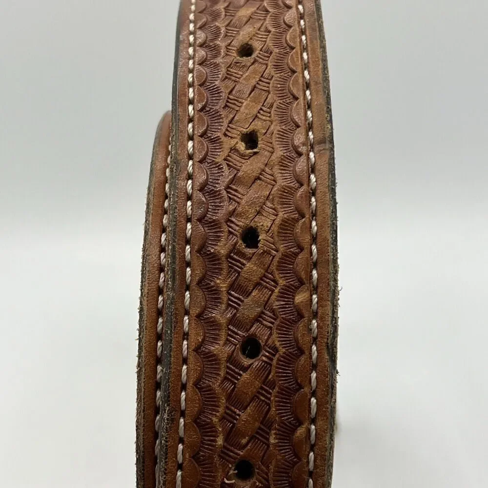 Brown Leather Faux-Braid Belt Men’s 46”